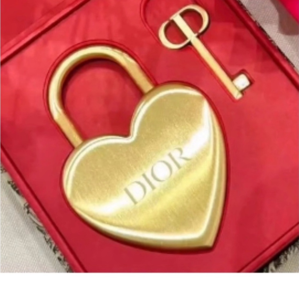 Dior Gold Heart Lock and Key Set